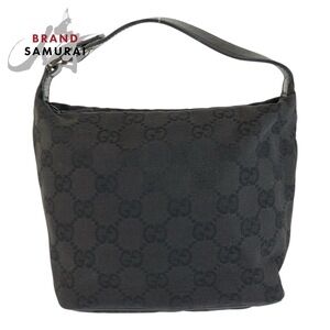 GUCCI Black GG Canvas Leather Handbag Accessory Clutch
